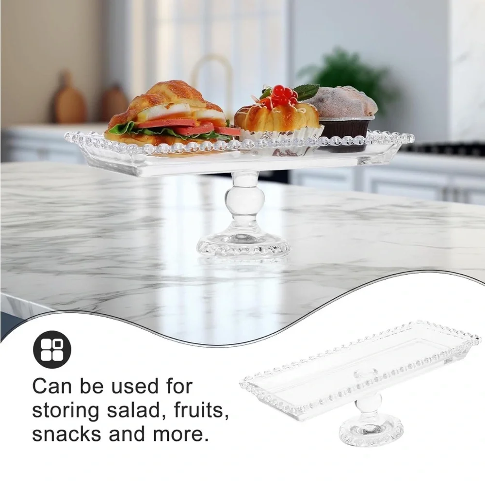 Cabilock Glass Stand Serving Plate 11.7inch Serving Platter Footed Buffet